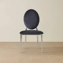 Flora Black Velvet Dining Chair - Stainless Steel Legs