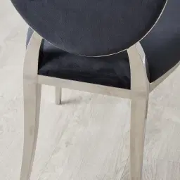 Flora Black Velvet Dining Chair - Stainless Steel Legs