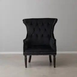 Deco Black Velvet Armchair