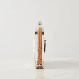 Tik Tok Silver Table Clock -Tan Leather Strap