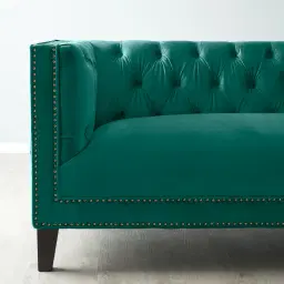 Vogue Peacock Blue Velvet 3-Seater Sofa 