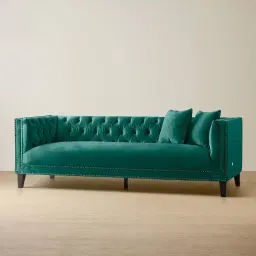 Vogue Peacock Blue Velvet 3-Seater Sofa 