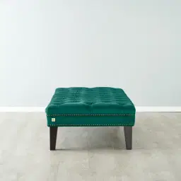 Vogue Peacock Blue Velvet Ottoman