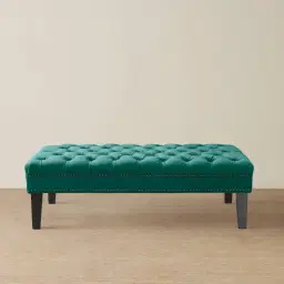 Vogue Peacock Blue Velvet Ottoman