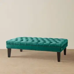Vogue Peacock Blue Velvet Ottoman