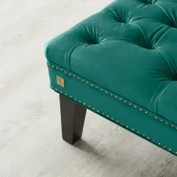 Vogue Peacock Blue Velvet Ottoman