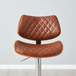 Pazin Brown Vegan Leather Bar Stool