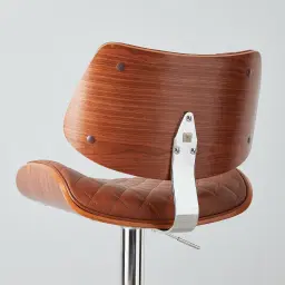 Pazin Brown Vegan Leather Bar Stool