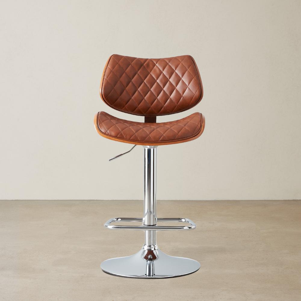 Pazin Brown Vegan Leather Bar Stool
