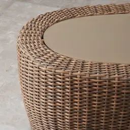 Juno Natural Brown Wicker Oval Coffee Table