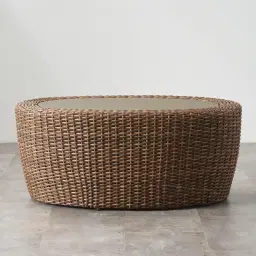 Juno Natural Brown Wicker Oval Coffee Table
