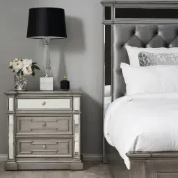 Solitude Antique Silver Bedside Table