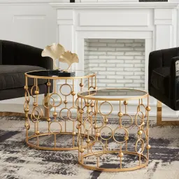 Mystic Antique Gold Mirror Side Tables 