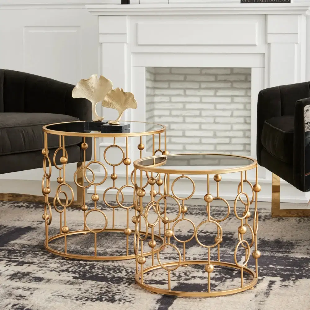 Mystic Antique Gold Mirror Side Tables 