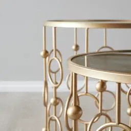 Mystic Antique Gold Mirror Side Tables 