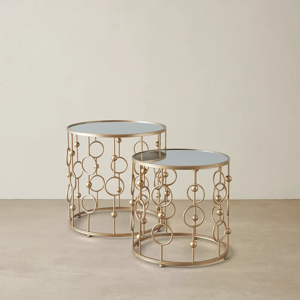 Mystic Antique Gold Mirror Side Tables 
