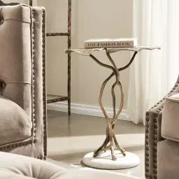 Dhara Antique Brass Finish Leaf Side Table