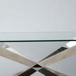 Lena Polished Stainless Steel Console Table - Glass Top