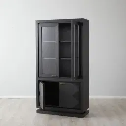 Xandra Black Oak Veneer Display Cabinet