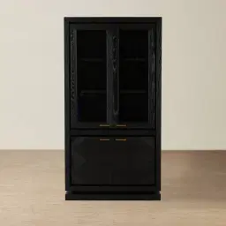 Xandra Black Oak Veneer Display Cabinet