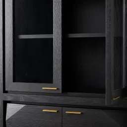 Xandra Black Oak Veneer Display Cabinet