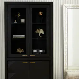 Xandra Black Oak Veneer Display Cabinet