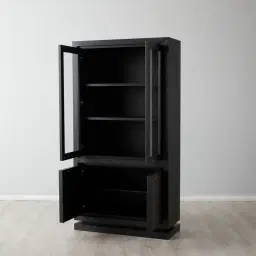 Xandra Black Oak Veneer Display Cabinet