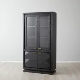 Xandra Black Oak Veneer Display Cabinet