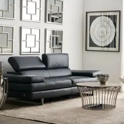 Lennox Night Blue Leather 3-Seater Sofa