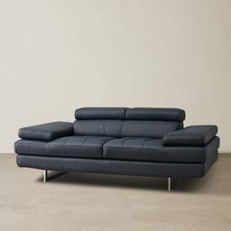 Lennox Night Blue Leather 3-Seater Sofa