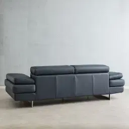 Lennox Night Blue Leather 3-Seater Sofa