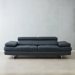 Lennox Night Blue Leather 3-Seater Sofa