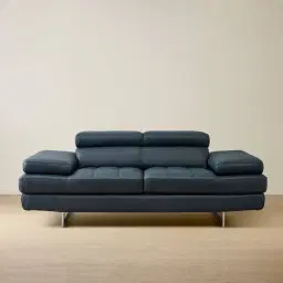 Lennox Night Blue Leather 2-Seater Sofa