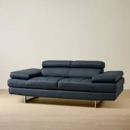 Lennox Night Blue Leather 2-Seater Sofa