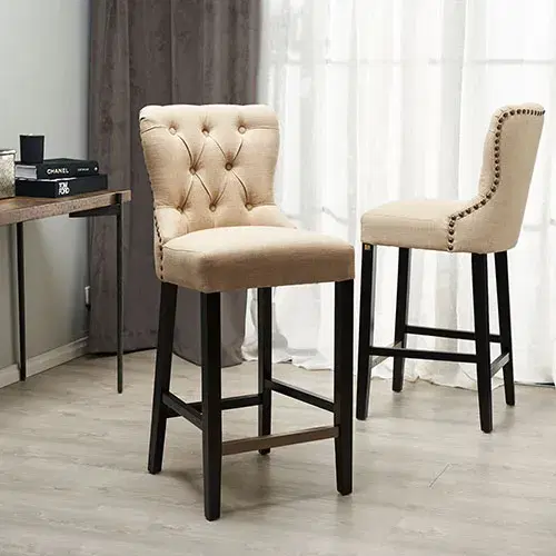 Saxon Cream Linen Bar Stool