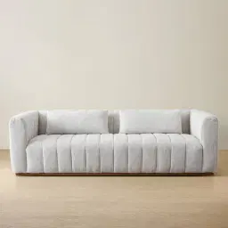 Storme Murmur White Fabric 3-Seater Sofa