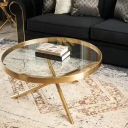 Sandringham Gold Coffee Table - Glass Top
