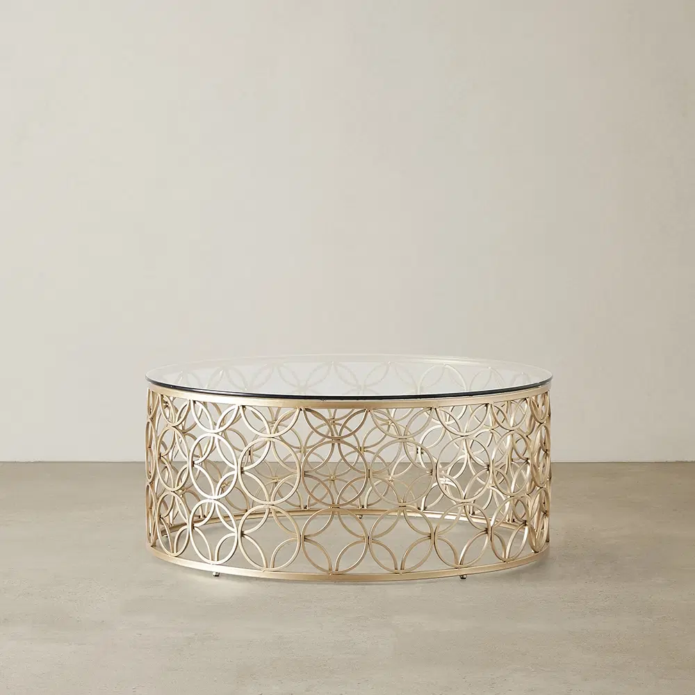 Cody Champagne Gold Glass Coffee Table