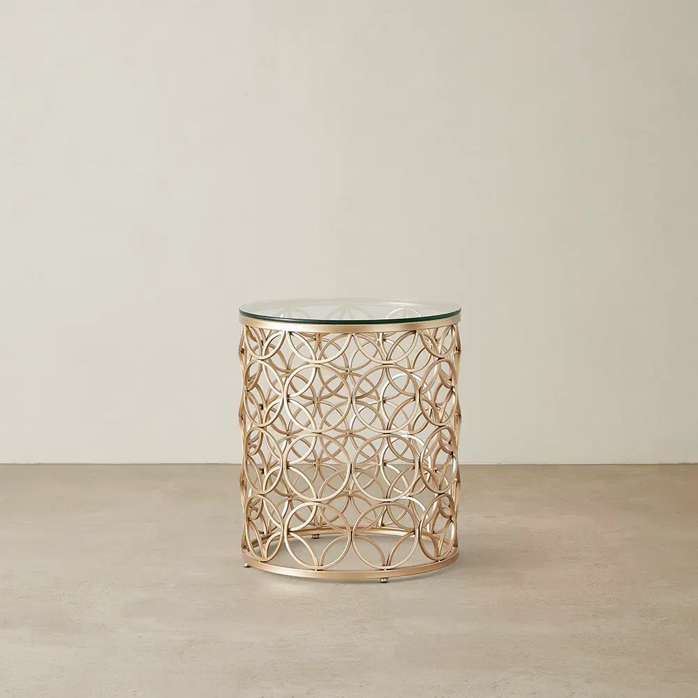 Cody Champagne Gold Glass Side Table