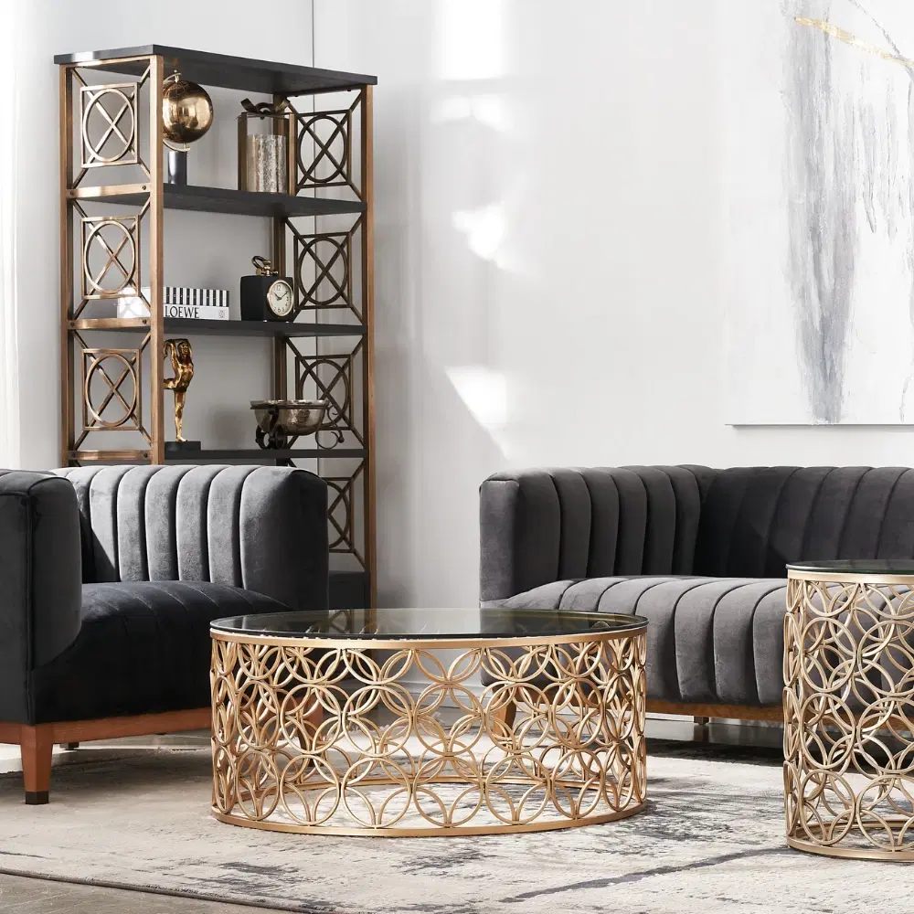 Cody Champagne Gold Glass Side Table