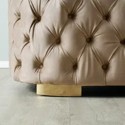 Kelly Beige Velvet 3-Seater Sofa - Gold Legs