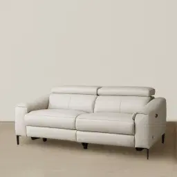 Bruce Cream Leather 3-Seater Electric Recliner 