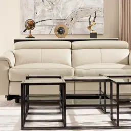 Bruce Cream Leather 3-Seater Electric Recliner 