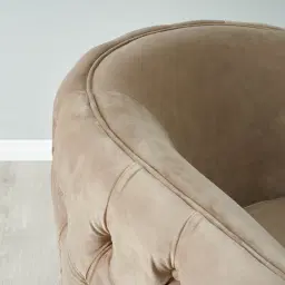 Kelly Beige Velvet Swivel Chair - Gold Leg