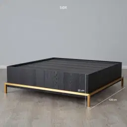 Noah Black Oak Veneer Coffee Table - Gold Metal Frame