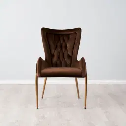 Henry Chocolate Velvet Dining Chair - Brushed Gold Legs