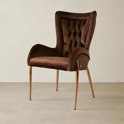 Henry Chocolate Velvet Dining Chair - Brushed Gold Legs