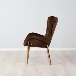 Henry Chocolate Velvet Dining Chair - Brushed Gold Legs