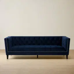 Manuel Navy Blue Velvet 3-Seater Sofa