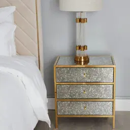 Helena Antique Glass Bedside Table - Gold Frame